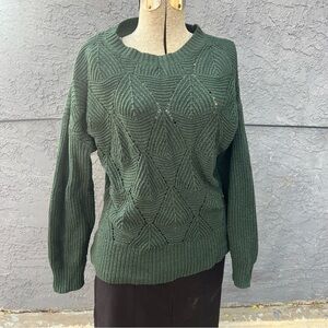 Womens Sonoma Green Crew Neck Cotton Blend Pullover Sweater Size L‎